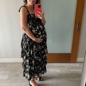 Black floral maternity dress